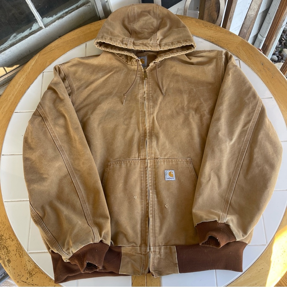 Vintage Carhartt Jacket J131 BRN XL Tall Canvas Workwear Thermal Lined UnionMade